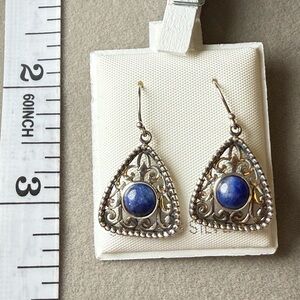 925 Sterling Silver and Blue Filigree Earrings